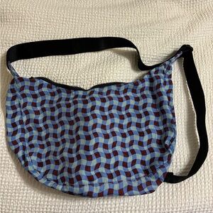 Baggu Blue Wavy Gingham Medium Crescent Bag
